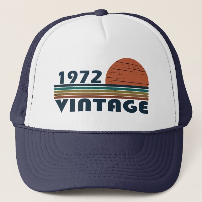 born in 1972 vintage birthday trucker hat (Front)