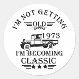 Born in 1973 vintage birthday classic round sticker