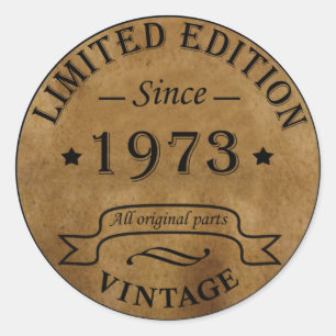 Born in 1973 vintage birthday classic round sticker