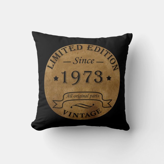 Born in 1973 vintage birthday cushion (Front)