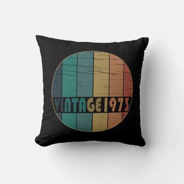 born in 1973 vintage birthday gift cushion (Front)