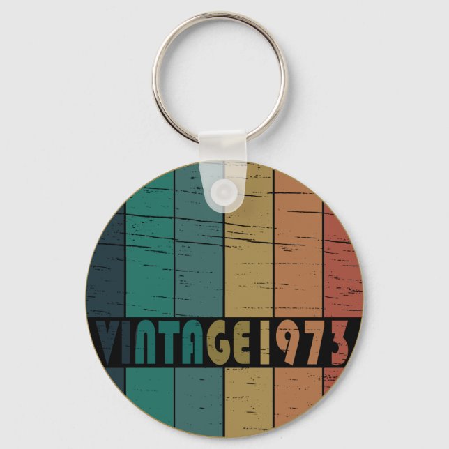 born in 1973 vintage birthday gift key ring (Front)