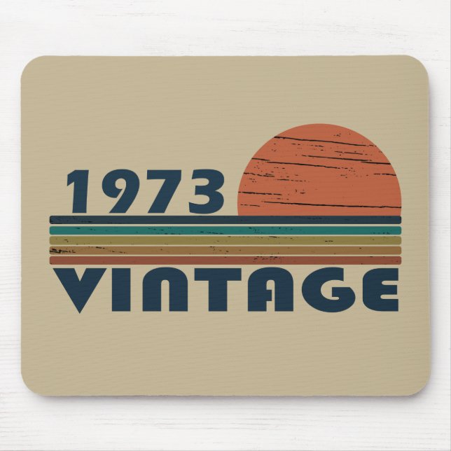 Born in 1973 vintage birthday gift mouse mat (Front)