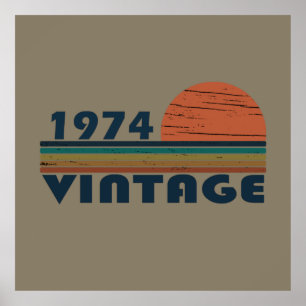 Born in 1974 classic sunset poster
