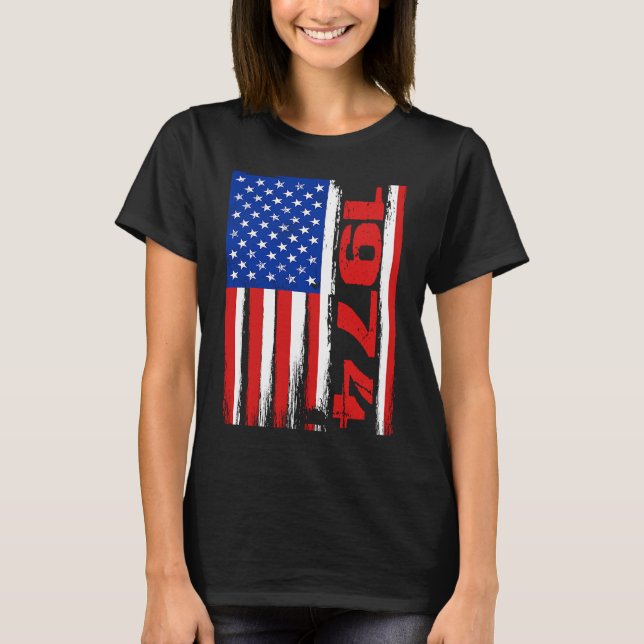 Born in 1974 US Flag Patriotic Veterans Day 4th Of T-Shirt (Front)
