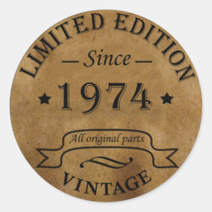 Born in 1974 vintage 50th birthday classic round sticker