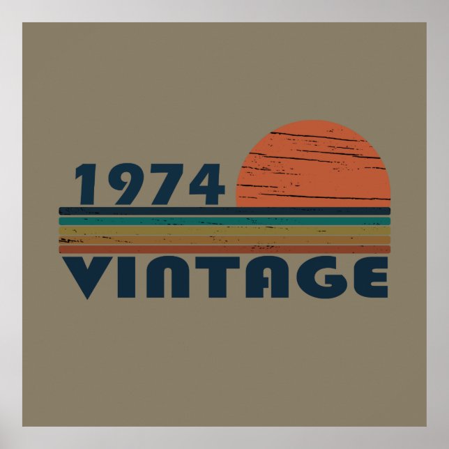 Born in 1974 vintage 50th birthday gift poster (Front)