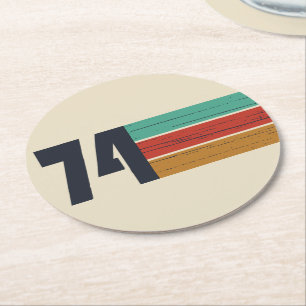 born in 1974 vintage 50th birthday gift round paper coaster