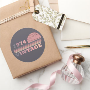 born in 1974 vintage birthday gift classic round sticker
