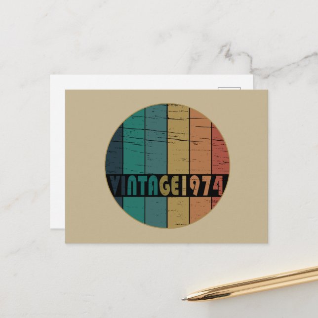 Born in 1974 vintage birthday holiday postcard (Front/Back In Situ)