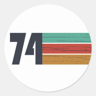 born in 1974 vintage birthday party classic round sticker