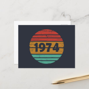 Born in 1974 vintage birthday party holiday postcard