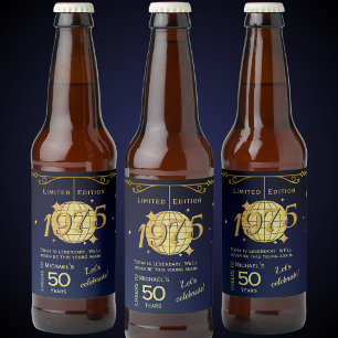 Born in 1975 50th birthday party beer Label Set
