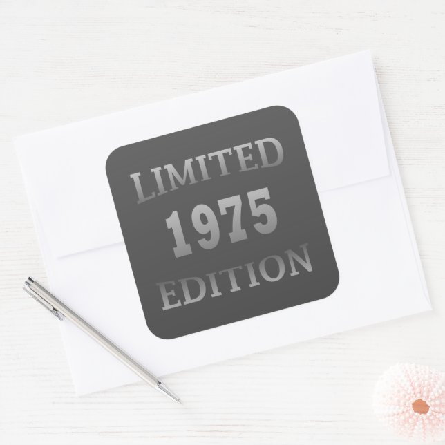 Born in 1975 50th birthday party square sticker (Envelope)