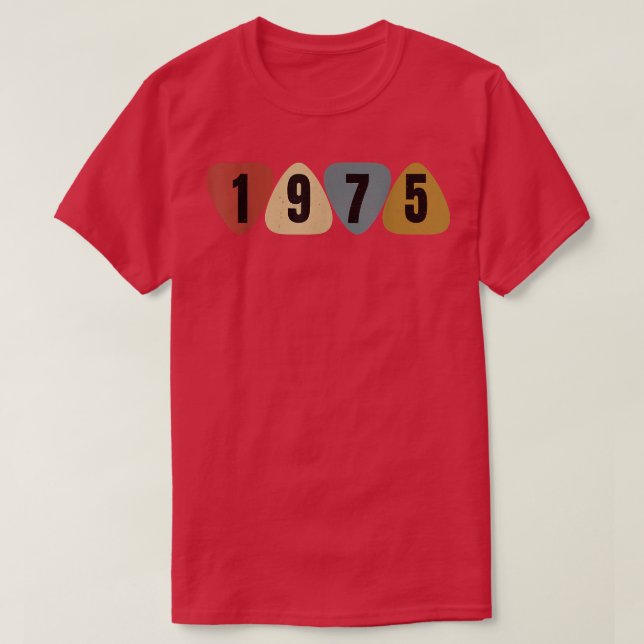 Born In 1975 Guitarist Guitar Pick Music Birthday  T-Shirt (Design Front)