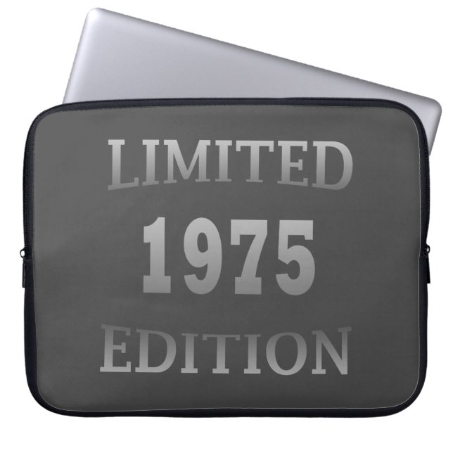 Born in 1975 limited edition 50th birthday gift laptop sleeve (Front)