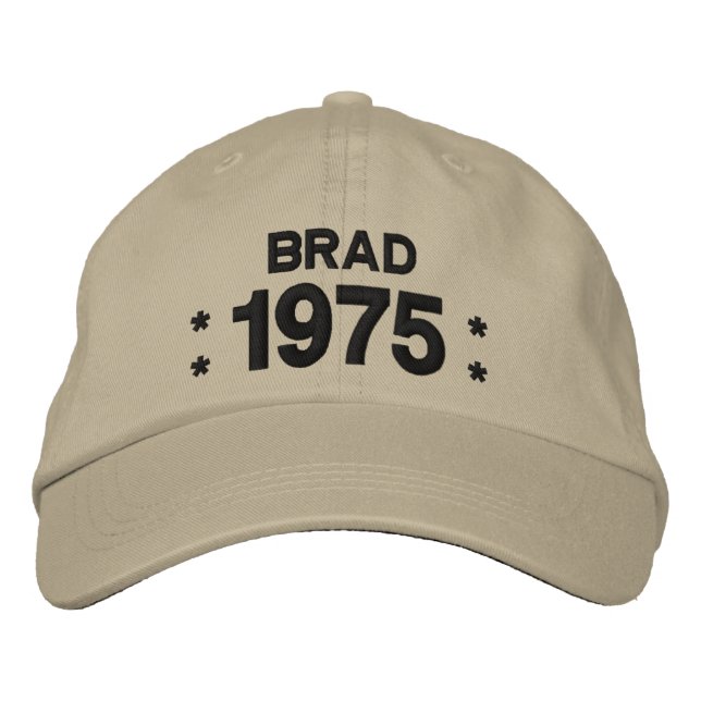 Born in 1975 or Any Year 40th Birthday W06E OLIVE Embroidered Hat (Front)