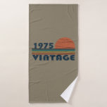 Born in 1975 vintage 50th birthday gift bath towel<br><div class="desc">This vintage classic graphic design with awesome typography font lettering can add originality to your wardrobe collection. It is a great gift idea for men, women, husbands, wives, girlfriends, and boyfriends who will love this one-of-a-kind artwork. It is the best and most funny holiday present for your happy birthday party....</div>