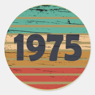 Born in 1975 vintage 50th birthday gift classic round sticker