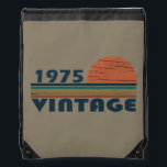 Born in 1975 vintage 50th birthday gift drawstring bag<br><div class="desc">This vintage classic graphic design with awesome typography font lettering can add originality to your wardrobe collection. It is a great gift idea for men, women, husbands, wives, girlfriends, and boyfriends who will love this one-of-a-kind artwork. It is the best and most funny holiday present for your happy birthday party....</div>