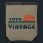 Born in 1975 vintage 50th birthday gift drawstring bag<br><div class="desc">This vintage classic graphic design with awesome typography font lettering can add originality to your wardrobe collection. It is a great gift idea for men, women, husbands, wives, girlfriends, and boyfriends who will love this one-of-a-kind artwork. It is the best and most funny holiday present for your happy birthday party....</div>