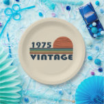 Born in 1975 vintage 50th birthday gift paper plate<br><div class="desc">This vintage classic graphic design with awesome typography font lettering can add originality to your wardrobe collection. It is a great gift idea for men, women, husbands, wives, girlfriends, and boyfriends who will love this one-of-a-kind artwork. It is the best and most funny holiday present for your happy birthday party....</div>