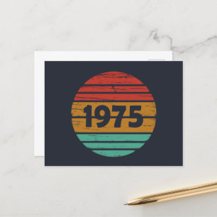 Born in 1975 vintage 50th birthday party holiday postcard