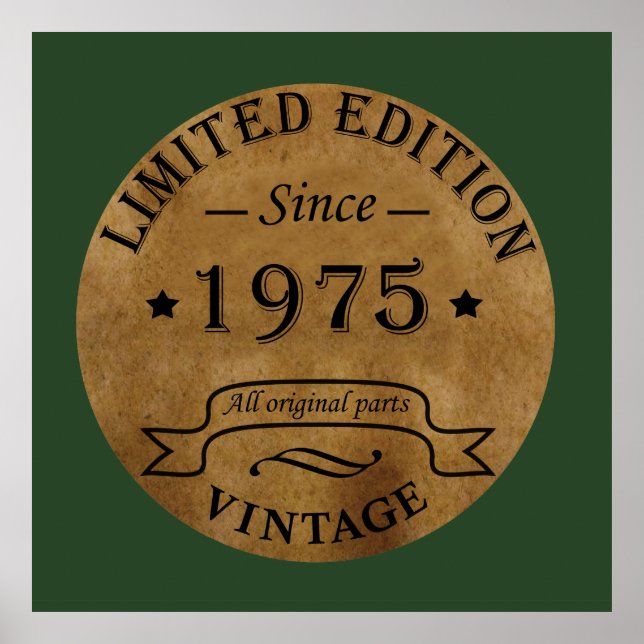 Born in 1975 vintage 50th birthday  poster (Front)
