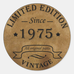 Born in 1975 vintage birthday party classic round sticker