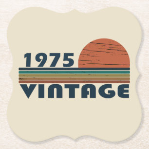 Born in 1975 vintage birthday party paper coaster