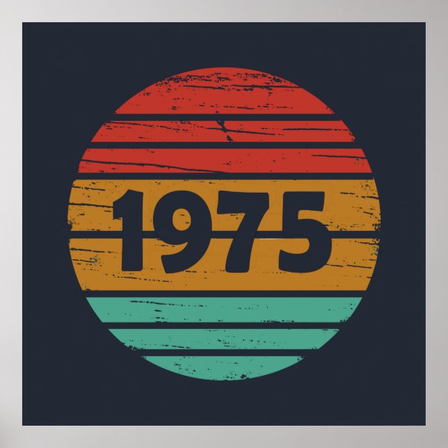 Born in 1975 vintage birthday poster (Front)