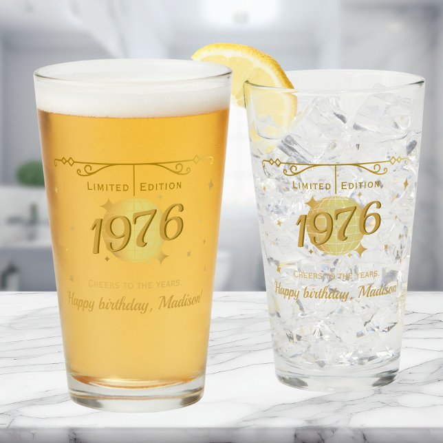 Born in 1976 50th birthday party drinks beer glass (Creator Uploaded)