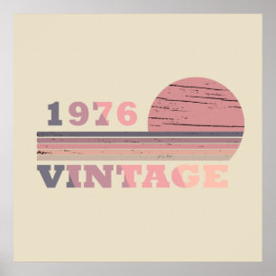 Born in 1976 classic retro purple lilac pink poster