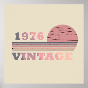Born in 1976 classic retro purple lilac pink poster