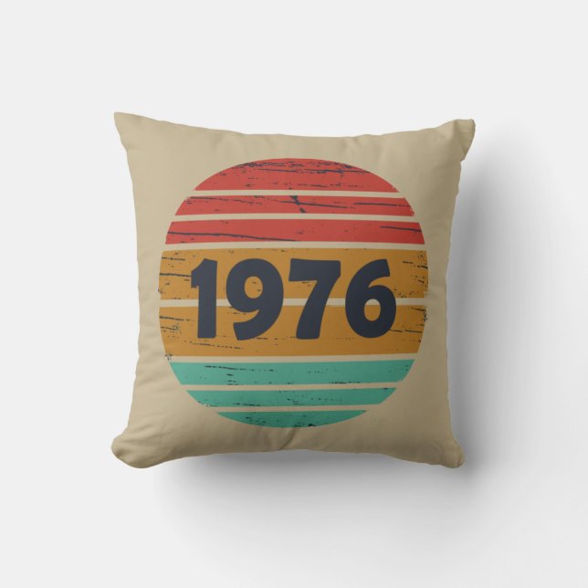 Born in 1976 vintage birthday gift cushion (Front)