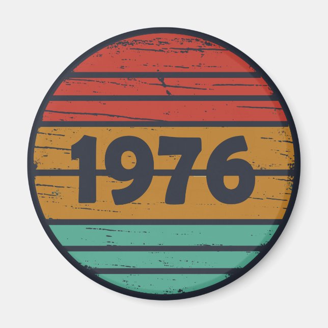 Born in 1976 vintage birthday gift magnet (Front)
