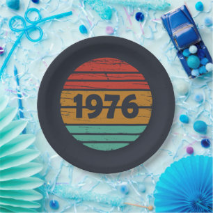 Born in 1976 vintage birthday gift paper plate