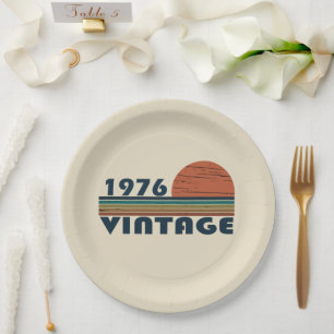 Born in 1976 vintage birthday gift paper plate