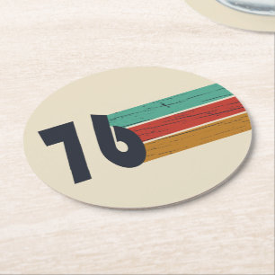 Born in 1976 vintage birthday gift round paper coaster