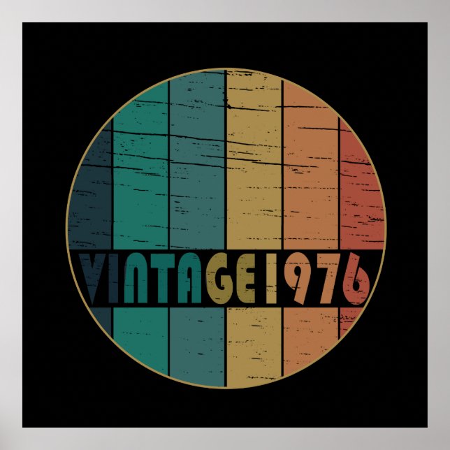 Born in 1976 vintage birthday poster (Front)