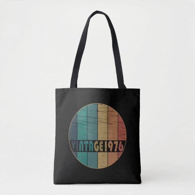Born in 1976 vintage birthday tote bag (Front)