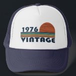 Born in 1976 vintage birthday trucker hat<br><div class="desc">You can add some originality to your wardrobe with this limited edition original elegant sunset vintage retro-looking birthday design with awesome typography font lettering, it is a great gift idea for men, women, husband, wife girlfriend, and a boyfriend who will love this one-of-a-kind artwork. The best unique and funny holiday...</div>