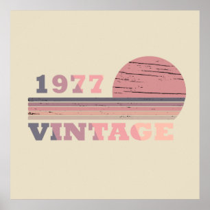 Born in 1977 classic retro purple lilac pink poster