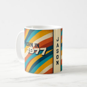 Born in 1977 Personalised Mug - 70s Groovy Stripes