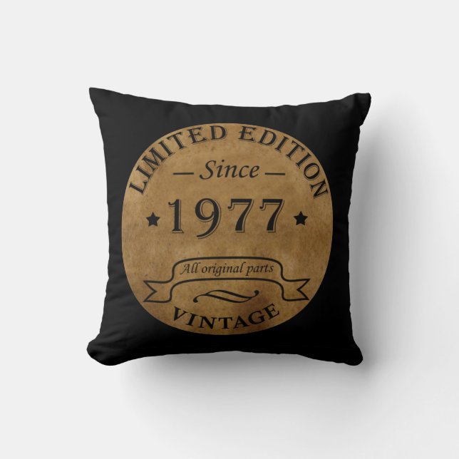 Born in 1977 vintage birthday cushion (Front)