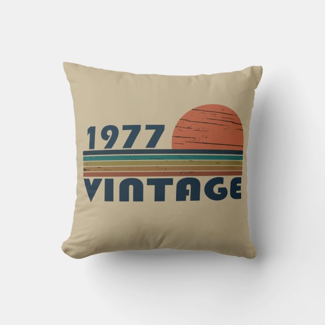 Born in 1977 vintage birthday gift cushion (Front)