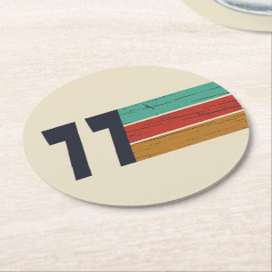 Born in 1977 vintage birthday gift round paper coaster
