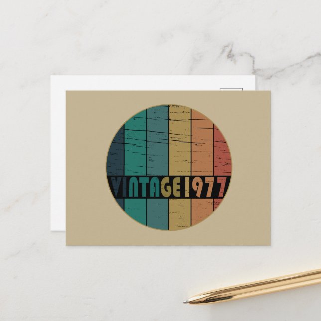 Born in 1977 vintage birthday holiday postcard (Front/Back In Situ)