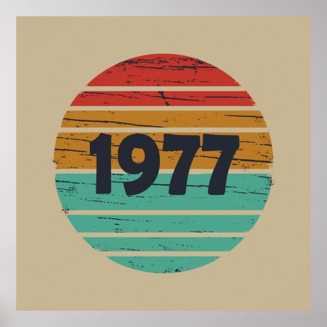 Born in 1977 vintage birthday poster (Front)