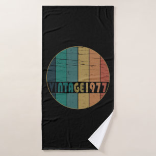 Born in 1977 vintage style birthday gift bath towel